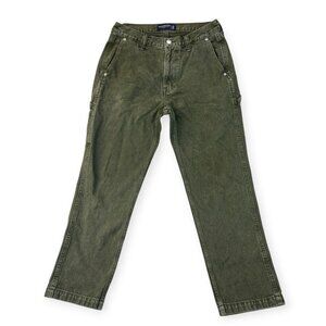 Abercrombie & Fitch Mens Carpenter Pants Olive Authentic Rigid Denim Loose 31x30